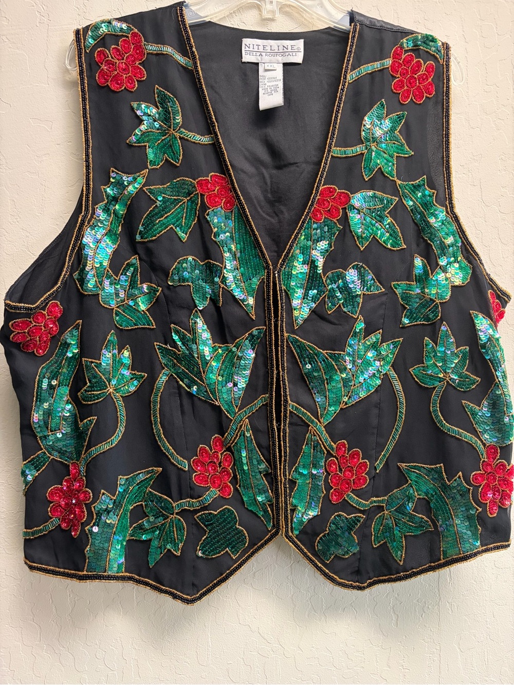 Niteline Della Roufogali Silk Beaded Vest, size XXL